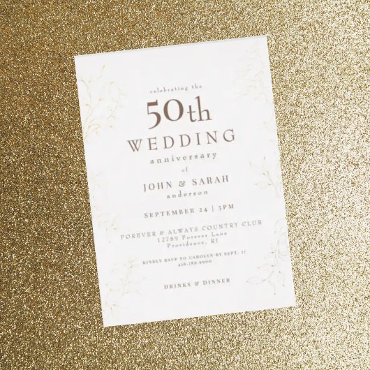 Invitation En Aluminium 50e anniversaire de mariage or
