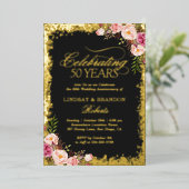 Invitation En Aluminium 50e Anniversaire de Mariage Photo Or Pailleté (Debout devant)