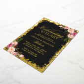 Invitation En Aluminium 50e Anniversaire de Mariage Photo Paillettes Dorée (Rotation)