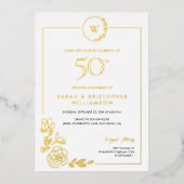 Invitation En Aluminium 50e anniversaire du Mariage Monogramme de couronne (Recto)
