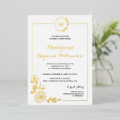 Invitation En Aluminium 50e anniversaire du Mariage Monogramme de couronne (Debout devant)