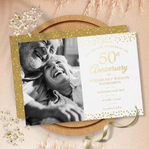Invitation En Aluminium 50e anniversaire du Mariage Photo Enregistrer la d