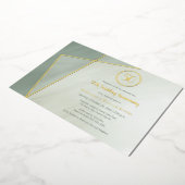 Invitation En Aluminium 50e anniversaire fête jade grisée avec or (Rotation)