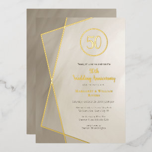 Invitation En Aluminium 50e anniversaire gris antique avec or