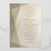 Invitation En Aluminium 50e anniversaire gris antique avec or (Recto)