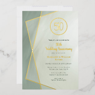 Invitation En Aluminium 50e anniversaire Jade gris avec or