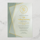 Invitation En Aluminium 50e anniversaire Jade gris avec or (Recto)