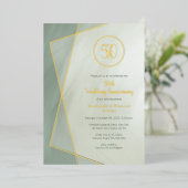 Invitation En Aluminium 50e anniversaire jade grisé avec or (Debout devant)