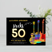 Invitation En Aluminium 50e Anniversaire Musique Rocks 50 Or (Debout devant)