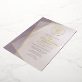 Invitation En Aluminium 50e anniversaire prune atténué avec or (Rotation)