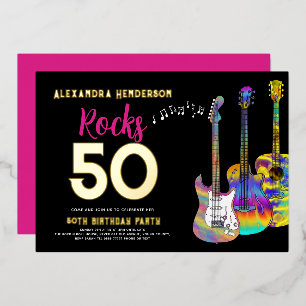 Invitation En Aluminium 50e Anniversaire Rocks 50 Fête Rose
