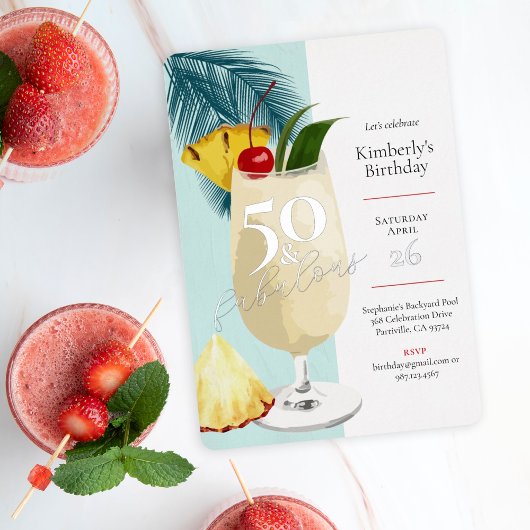 Invitation En Aluminium 50e anniversaire Summer Green Cocktail Party