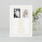 Invitation En Aluminium 50th Anniversary Chic White Gold Border (Debout devant)