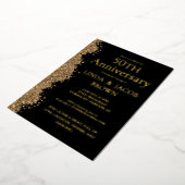 Invitation En Aluminium 50th Wedding Anniversary Gold Faux Glitter  (Rotation)