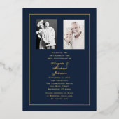 Invitation En Aluminium 50th Wedding Anniversary Navy Gold Border (Recto)