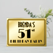 Invitation En Aluminium 51e fête d'anniversaire — Art Déco Look "51" + Nom (Debout devant)