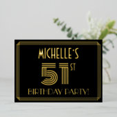 Invitation En Aluminium 51e fête d'anniversaire — Art Déco Style "51" + No (Debout devant)