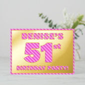 Invitation En Aluminium 51e fête d'anniversaire — Audacieux, amusant, rose (Debout devant)