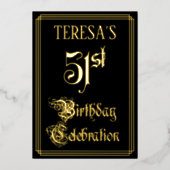 Invitation En Aluminium 51e fête d'anniversaire — Script fantaisie et nom  (Recto)