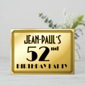 Invitation En Aluminium 52e fête d'anniversaire — Art Déco Look "52" + Nom (Debout devant)