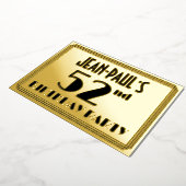 Invitation En Aluminium 52e fête d'anniversaire — Art Déco Look "52" + Nom (Rotation)