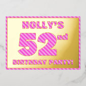 Invitation En Aluminium 52e fête d'anniversaire — Audacieux, amusant, rose (Recto)