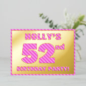 Invitation En Aluminium 52e fête d'anniversaire — Audacieux, amusant, rose (Debout devant)