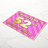 Invitation En Aluminium 52e fête d'anniversaire — Coeurs et rayures roses  (Rotation)