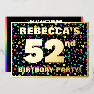 Invitation En Aluminium 52e fête d'anniversaire — Motif d'étoiles amusante