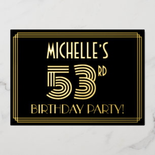 Invitation En Aluminium 53e fête d'anniversaire — Art Déco Style "53" + No