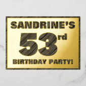 Invitation En Aluminium 53e fête d'anniversaire — Gras, Faux Wood Grain Te (Recto)