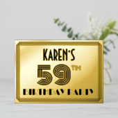 Invitation En Aluminium 59e fête d'anniversaire — Art Déco Style "59" & No (Debout devant)