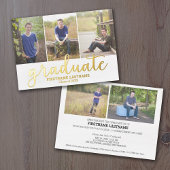 Invitation En Aluminium 5 Photo Graduation Party Modern Script Gold Foil