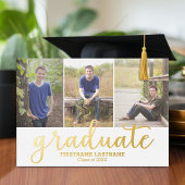Invitation En Aluminium 5 Photo Graduation Party Modern Script Gold Foil