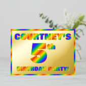 Invitation En Aluminium 5e fête d'anniversaire — Amusant, Rainbow Spectrum (Debout devant)