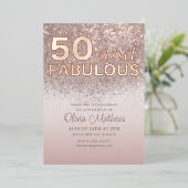 Invitation En Aluminium 5o et fabuleux Anniversaire Rose Gold Calligraphie (Debout devant)