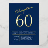 Invitation En Aluminium 60 Blue 60th Birthday Party Gold (Recto)