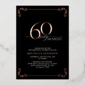 Invitation En Aluminium 60 & Fabuleux Black Rose Gold Calligraphie Anniver (Recto)