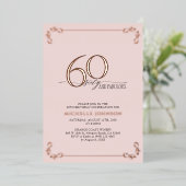 Invitation En Aluminium 60 & Fabulous Rose Gold Calligraphy Anniversaire (Debout devant)