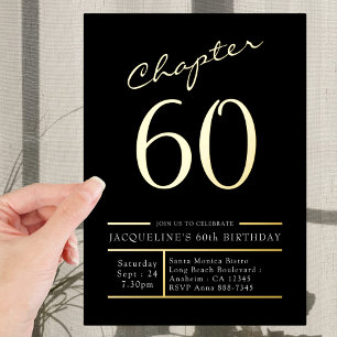 Invitation En Aluminium 60 Noir 60e Anniversaire Soirée Or