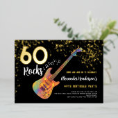 Invitation En Aluminium 60 Rocks 60e Anniversaire de fête Gold Noir (Debout devant)