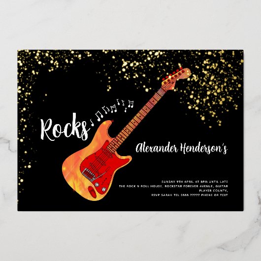 Invitation En Aluminium 60 Rocks 60th Birthday Party Gold (Recto)