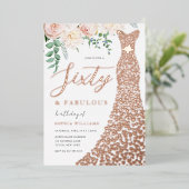 Invitation En Aluminium 60e anniversaire de fête Real Rose Gold Foil Invit (Debout devant)