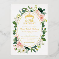 60e anniversaire Gold Pink Butterfly Floral
