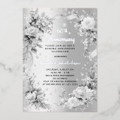 Invitation En Aluminium 60e anniversaire mariage diamant flor argent (Recto)