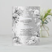 Invitation En Aluminium 60e anniversaire mariage diamant flor argent (Debout devant)