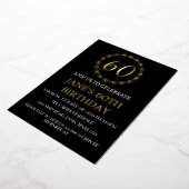 Invitation En Aluminium 60e anniversaire moderne Black Gold Foil QR Code F (Rotation)