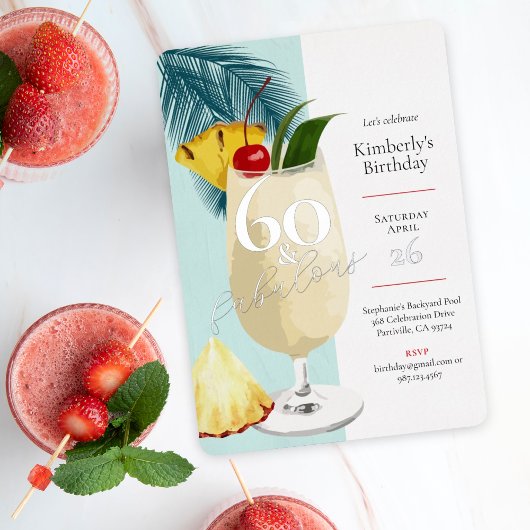 Invitation En Aluminium 60e anniversaire Summer Green Cocktail Party