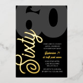 Invitation En Aluminium 60e anniversaire surdimensionné 60 Script Black Go (Recto)