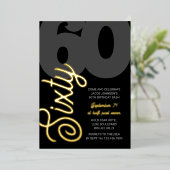 Invitation En Aluminium 60e anniversaire surdimensionné 60 Script Black Go (Debout devant)